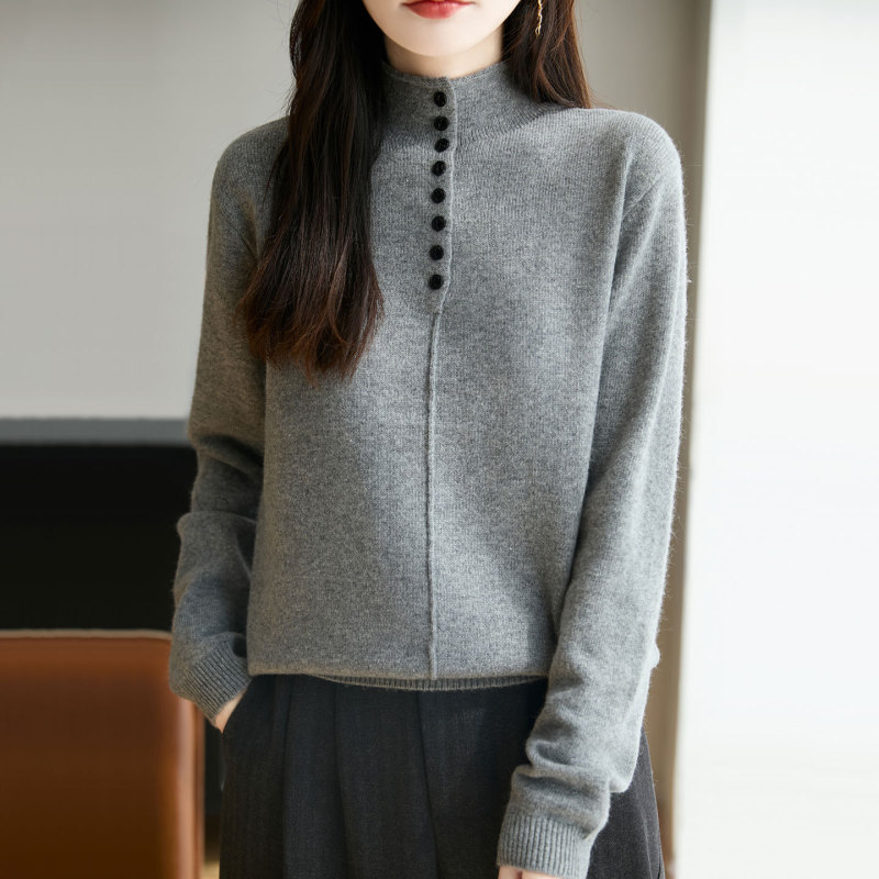 【Direct from Manufacturer】Women's Half-Turtleneck Sweater, New Fashionable Loose Short Style for Autumn and Winter, Versatile Knitted Base Shirt Trend 【Direct from Manufacturer】Women's Half-Turtleneck Sweater, New Fashionable Loose Short Style for Autumn and Winter, Versatile Knitted Base Shirt Trend