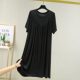 2023 Summer new Korean style mid-length dress women's loose all-match short sleeve round neck nightdress solid color skirt for women