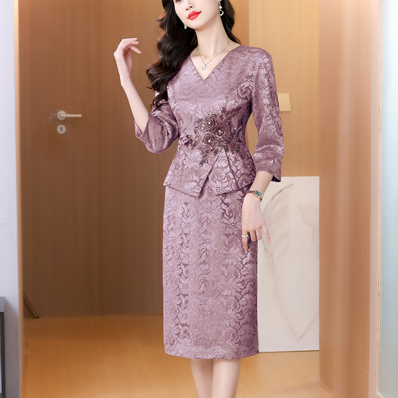 yhfs7327喜婆婆婚宴装礼服裙2025秋季新款时尚优雅气质修身连衣裙|undefined