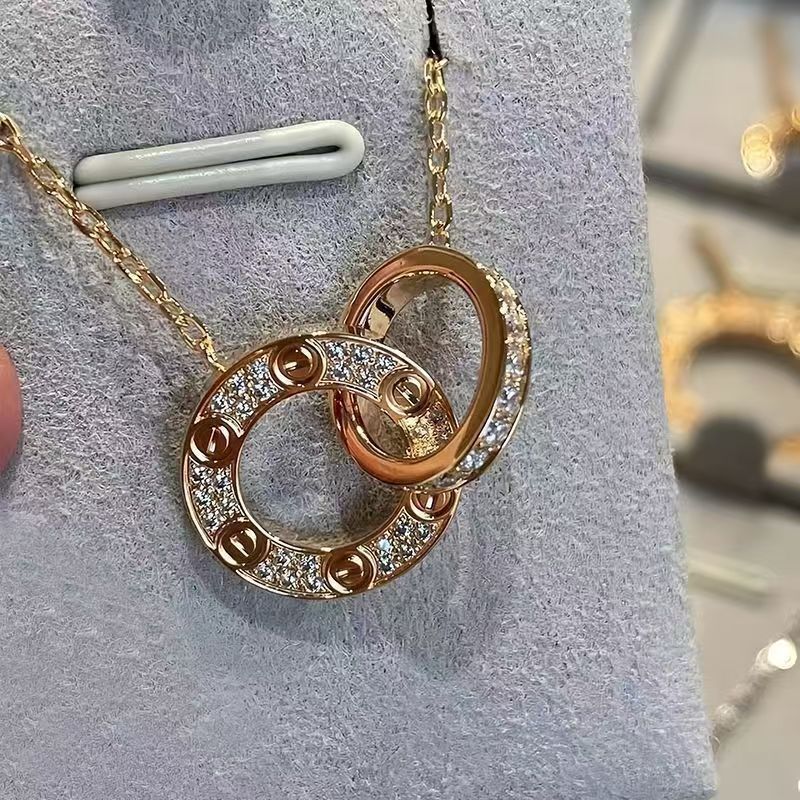 高バージョン Kajia LOVE シリーズネックレス厚メッキ 18K ダイヤモンドラウンドケーキラウンドネックレス ILOVE ペンダント鎖骨チェーン|undefined