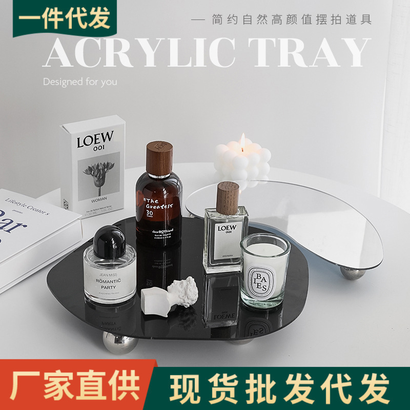 No. 598/595 Mirror Acrylic Tray for Photography Props, Decorative Small Ornaments, and Jewelry Display Tray