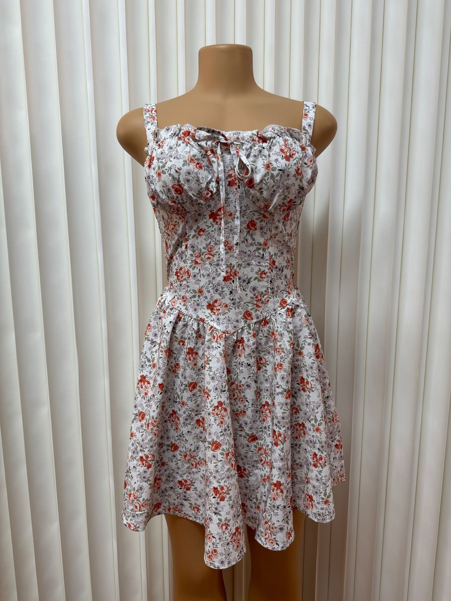 Women's Sexy Strappy Floral Mini Dress Waist Cinching Style New Item_ecoleips.com