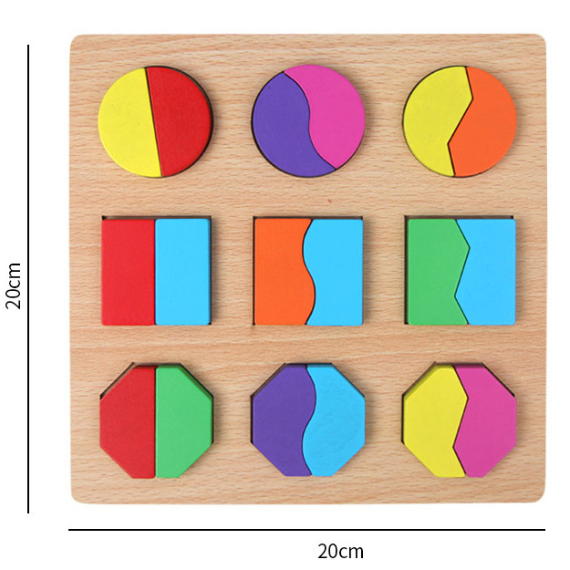 Montessori forma cognitiva tablero de los niños de educación temprana geométrica cognitiva de tres puntos uno-dos forma a juego preescolar educación juguetes con incrustaciones