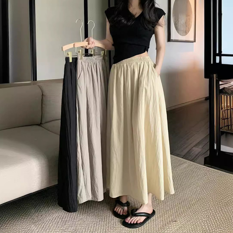 Pleated Yamamoto-Style Women's Skirt, New Summer Korean Version, High-Waisted, Slimming, Plus-Size A-Line Mid-Length Umbrella Skirt, Ins