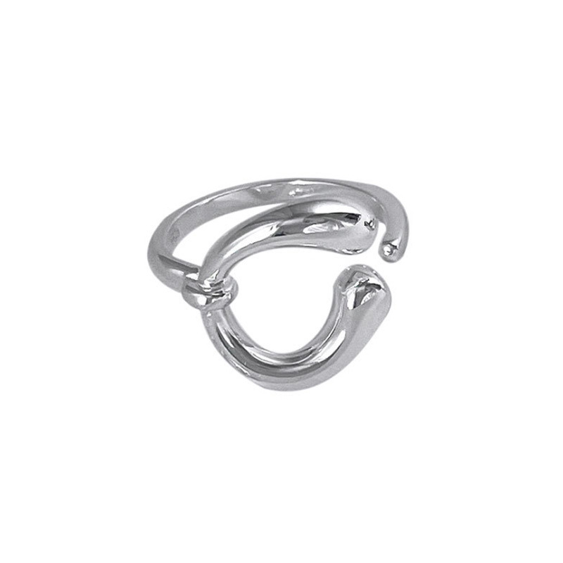 S sterling silver irregular design female niche love line curve, index finger ring, layered fashion ring_voghion.com