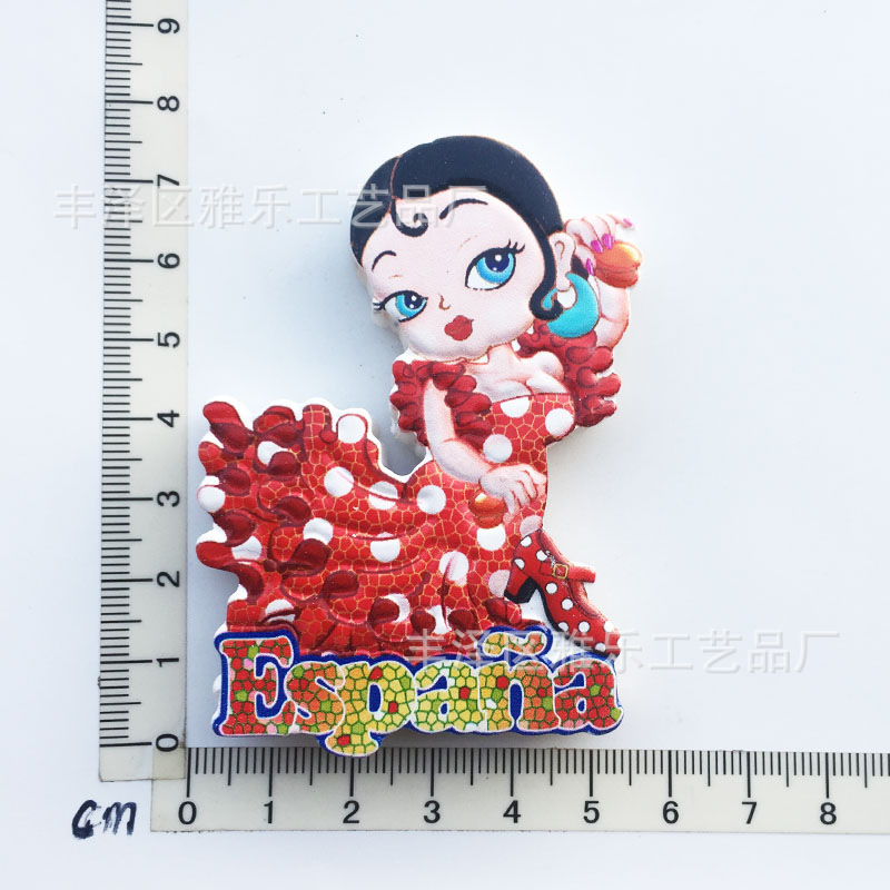 Fabricante en stock suministro transfronterizo al por mayor viajes creativos españoles decoración conmemorativa artesanía UV refrigerador magnético pegatinas