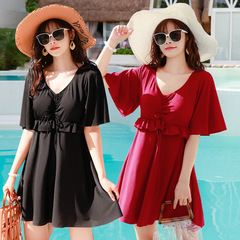 Swimsuit for women, one-piece, large size, conservative skirt, Korean version, loose, fat MM, covering the flesh, showing slimming, hot spring swimwear wholesale