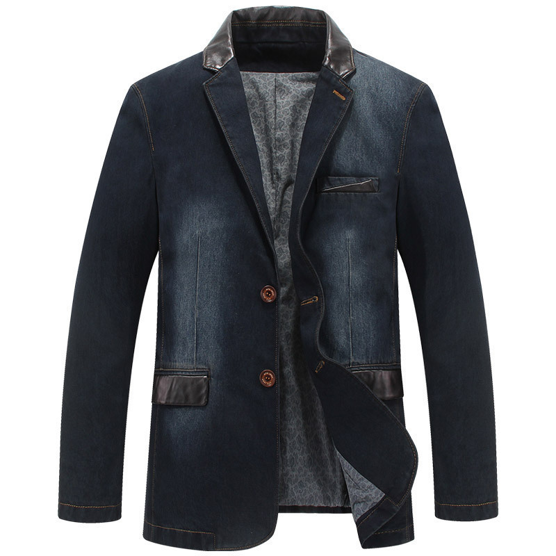 Large Size Spring and Autumn Men's Jacket Coat Men's Youth Korean Style Small Suit Casual Denim Suit Trendy Men's Single West