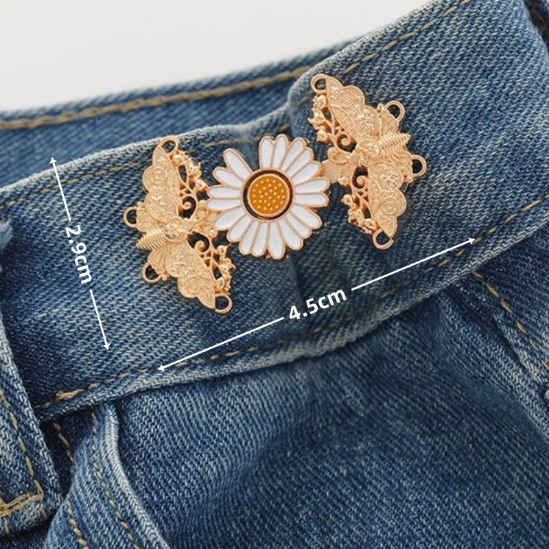 Nail-Free Removable Waist Buckle Pair, Flat-Bottom Seamless Buttons for Pants & Skirts, Assorted Designs