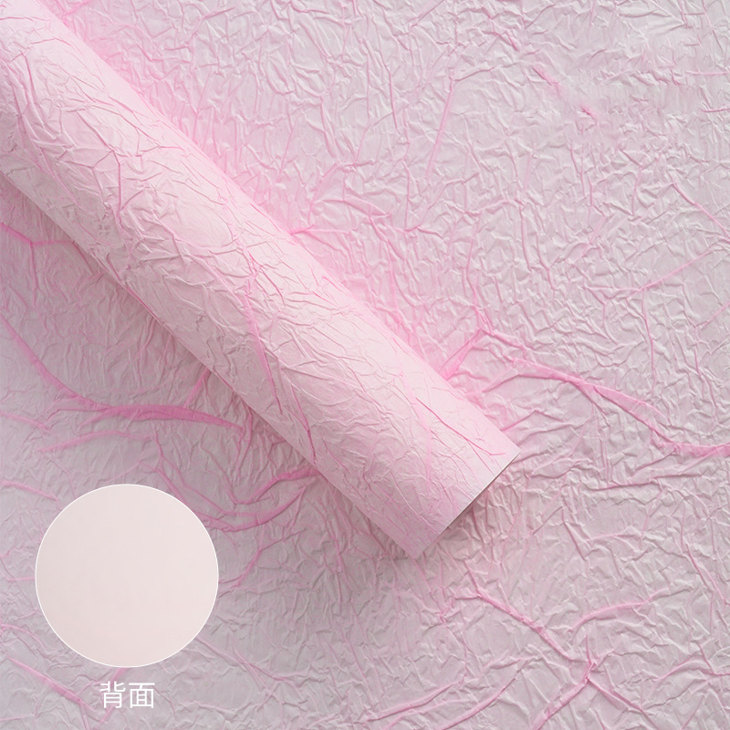 Papel para envolver ramos de flores, materiales para envolver regalos, papel hecho a mano con estampado de piedra estilo coreano con tinta de efecto flotante, papel crepé texturizado.
