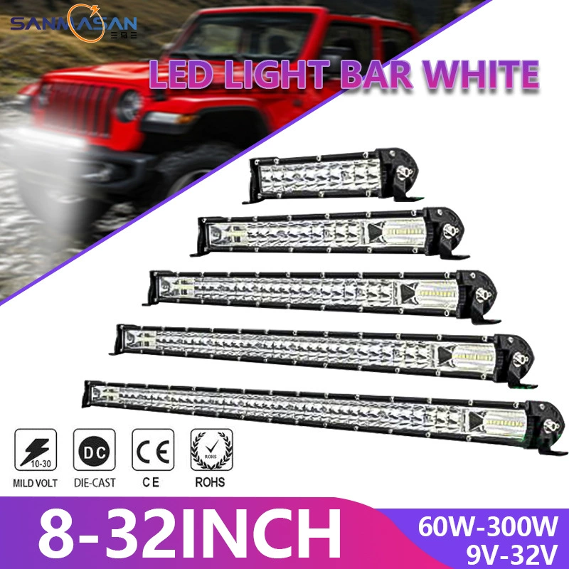 Автомобильный светодиодный рабочий свет полоса света 22-дюймовый прожектор для грузовика внедорожника прожектор передний бампер свет модификация свет трансграничный