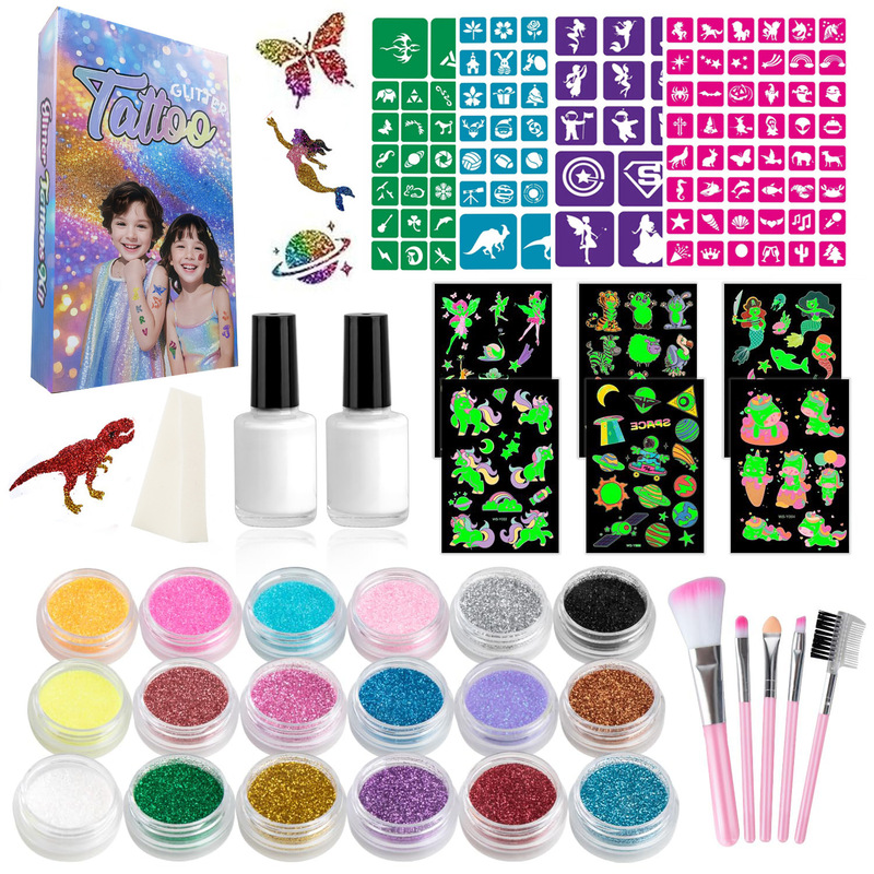 Cross-Border Temporary Glitter Tattoo Set Holiday Party Various Pattern Set Cartoon Stickers