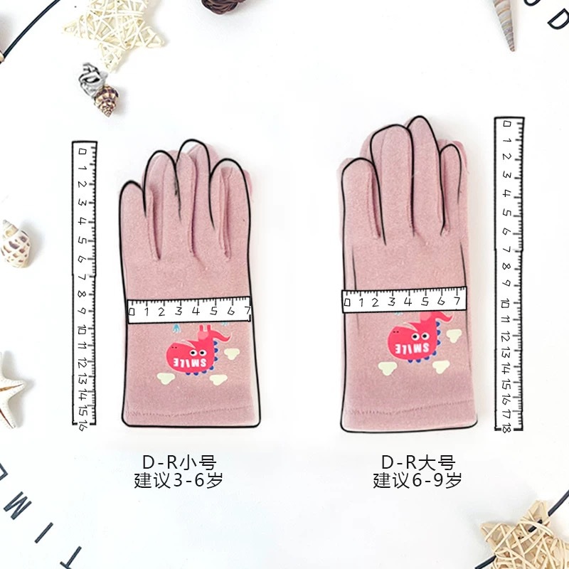 Guantes calientes para niños cinco dedos más tela táctil de terciopelo elástico para niños y niñas guantes de dibujos animados suaves para ciclismo otoño e invierno a prueba de viento