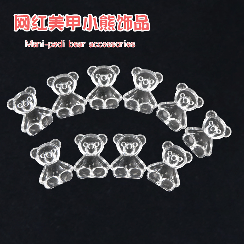 Red Panda Nail Pieces Teddy Bear Beads Violence Bear Mickey Head Plastic Acrylic Three-dimensional Nail Art Bean Bean
