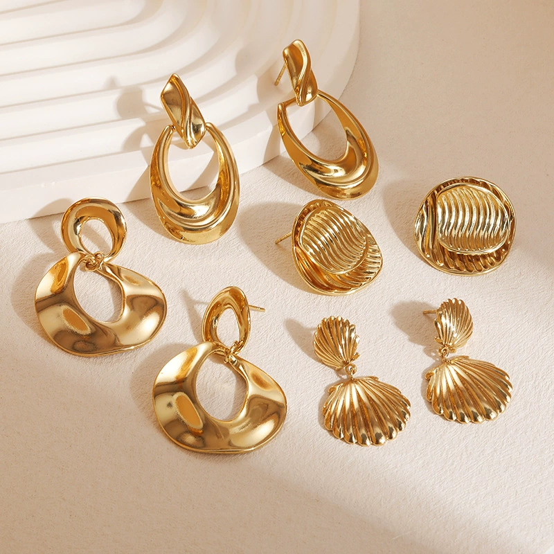 Серьги из нержавеющей стали, доступная роскошь и элитные женские невыцветающие европейские и американские модные геометрические серьги, серьги нишевого дизайна.