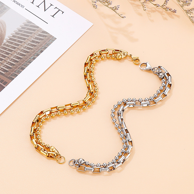 304 Stainless Steel Chain Material PVD Coated 18K Gold Plated Geometric Titanium Steel Simple Style Waterproof Non Tarnish 304 Stainless Steel Bracelets