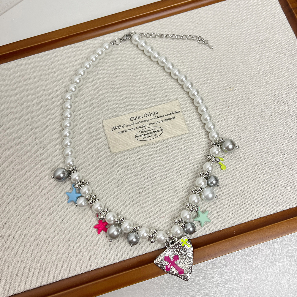Geometric Star Elegant Lady Modern Style Acrylic Imitation Pearl Alloy Multi Charms Necklace Wholesale display picture 7