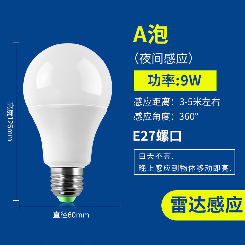 Nueva bombilla led inteligente sensor de radar luz de control de sonido y luz luz bombilla e27 boca de tornillo pasillo doméstico Led lámpara de ahorro de energía