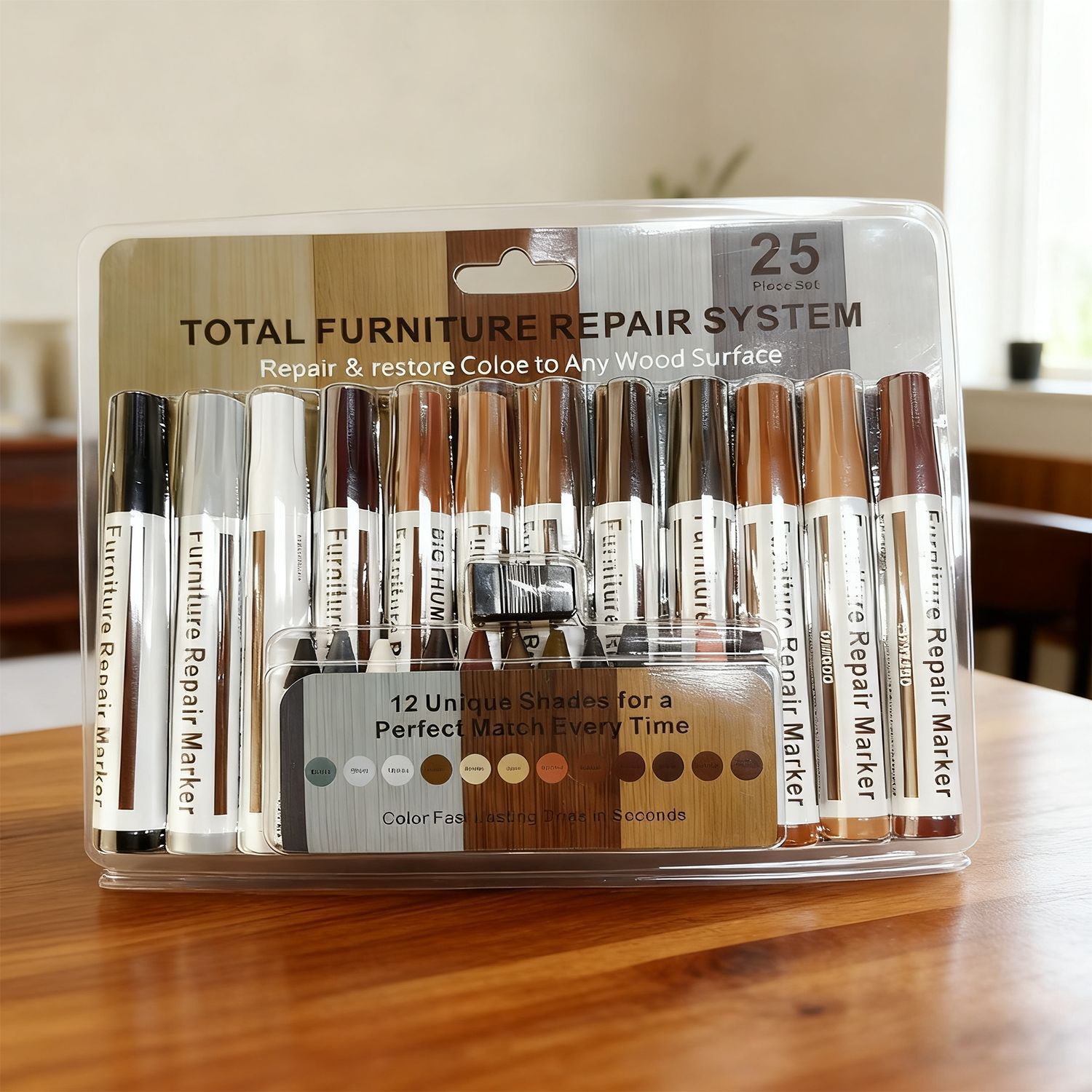 Wooden Furniture Touch-Up Pen Wood Grain Wood Floor Touch-Up Pen Scratch Repair Wood Grain Coloring Repair Pen Set