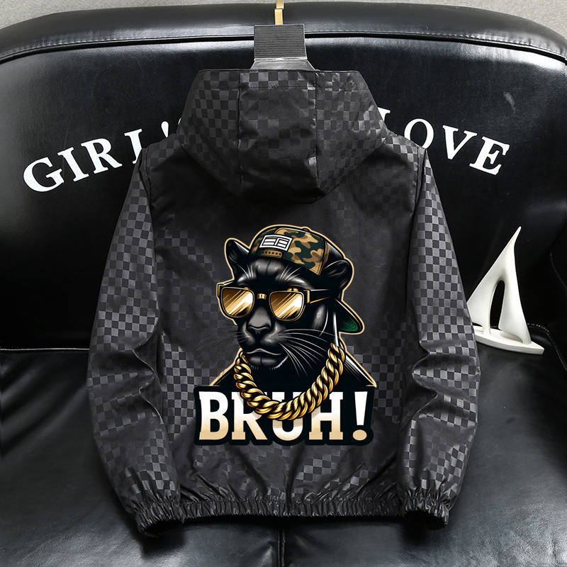 Veste à capuche homme légère coupe ample style décontracté_voghion.com