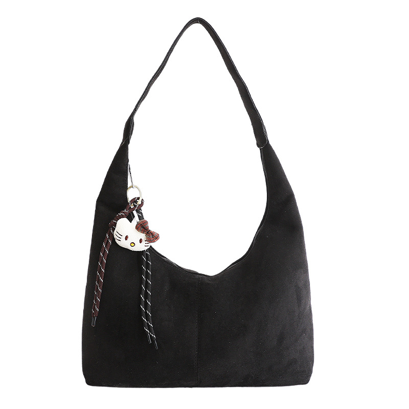 Korean Style Niche Retro Faux Suede Bucket Bag For Women 2026 Spring New Large Capacity Fashion Shoulder Underarm Bag - Thumbnail 8