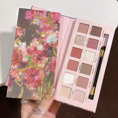 新商品の12色のカイドウの花の油絵の風のピンクのブラウンのアイシャドーの皿のつや消しの真珠の光の細いきらきらと輝く大きい地色の低い飽和のアイシャドーの皿