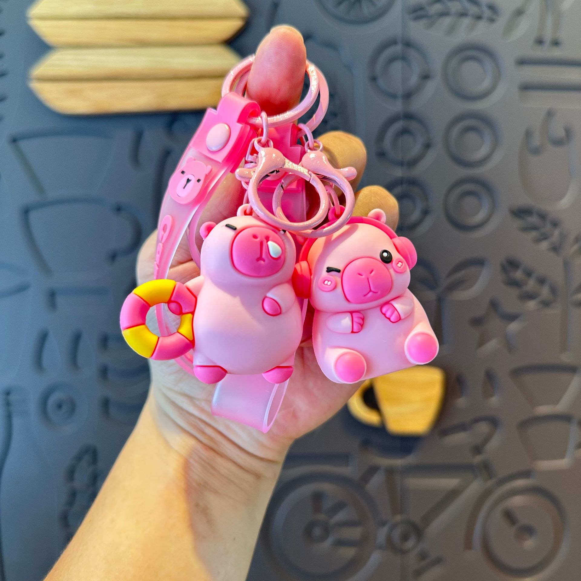 Capybara Cartoon Keychain Cute Capybara Doll Backpack Pendant Car Keychain Claw Machine Small Gift