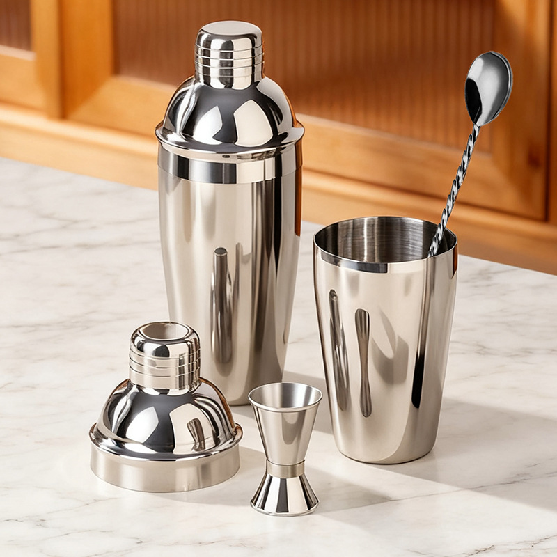 Mezclador de acero inoxidable de tres piezas, mezclador de tazas de vino, herramientas de mezcla de cócteles para bar, mezclador de vino especial