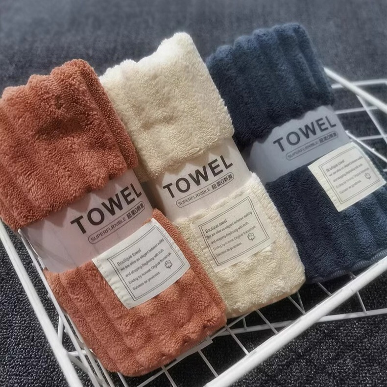 Cloud-Like Corduroy Towel Bath Towel Set, Thickened Coral Fleece, Absorbent, Plain Color for Home Use, Wholesale Thickened and Absorbent