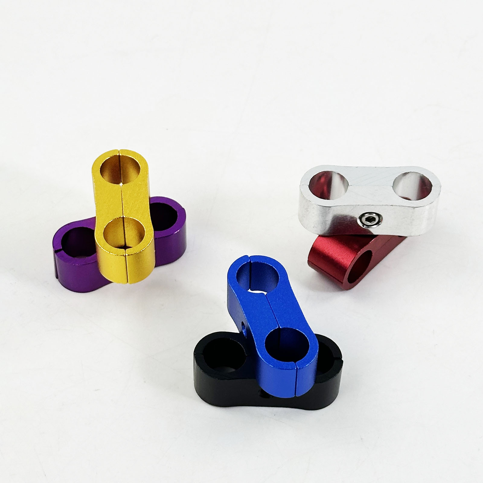 Car Parts An4-An20 Braided Oil Hose Double-Hole Clamp Separation Buckle Aluminum Alloy Pipe Clamp Suitable for Various Hoses