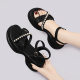 Popular Sandals Women's Mid-heel 2024 Summer New Cyber Celebrous Fairy Dress Small Thick Bottom High Heels Thick Heels