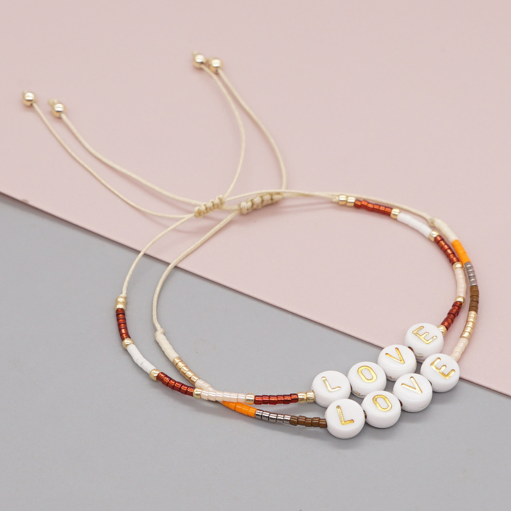 Bracelet fait main couple de couleur dgrad simple amour tiss perle Miyukipicture2