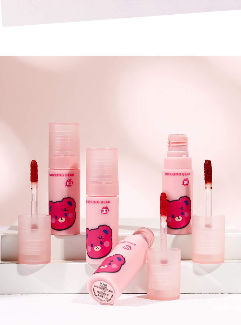 xixi Heartbeat Velvet Mist Air Lip Gloss, Cute Strawberry Bear Soft Mist Lip Mud, makes the lips look fair and tender in autumn and winter without showing lip lines undefined