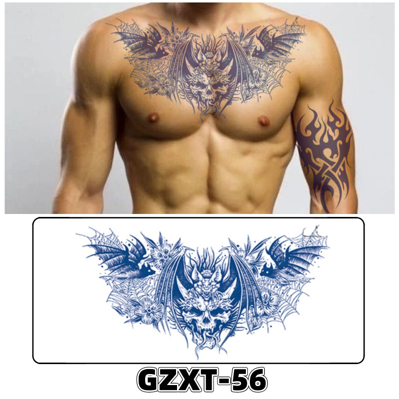 Pegatinas de tatuaje de jugo de pecho de flores pegatinas de tatuaje de hierbas de brazo grande de flores sudor impermeable media hoja alas de flores pegatinas de tatuaje al por mayor