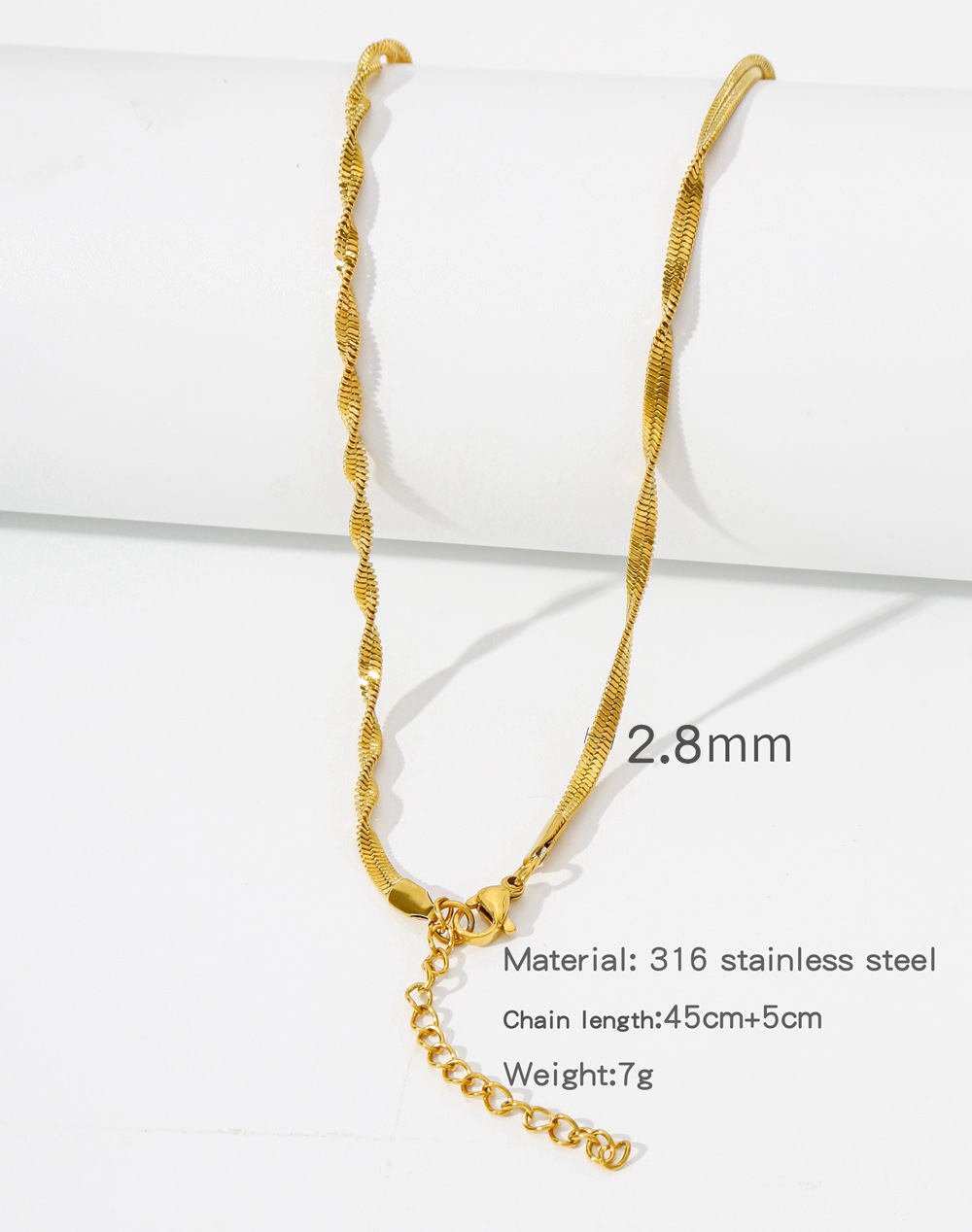 1 Piece Titanium Steel Gold Plated Solid Color Chain display picture 7