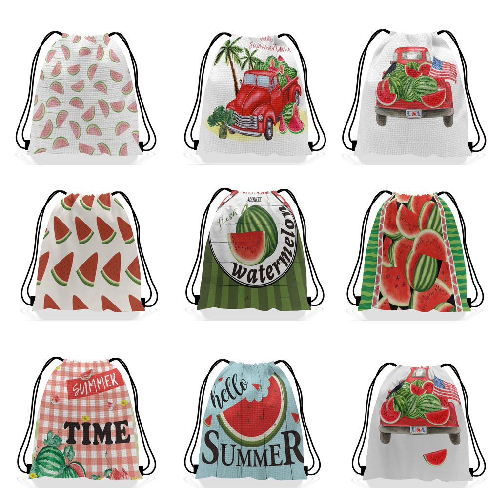 西瓜束口袋 西瓜儿童生日派对 抽绳双肩背包袋便携收纳袋跨境兴爽
