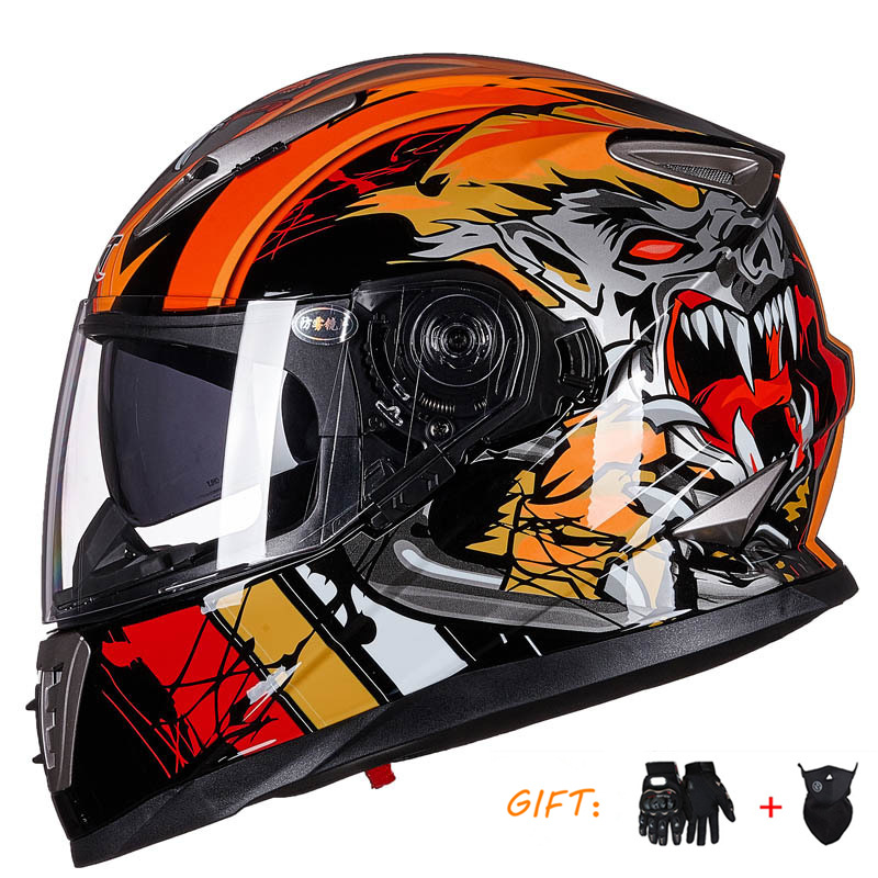 Helmet Double Visor | Universal Motosiklet kaskı (dəbilqə) - black-werewolf-two-piece-set-m