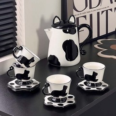新型軽豪華北欧風茶器セットのデザイン感猫模様陶磁器水器セット