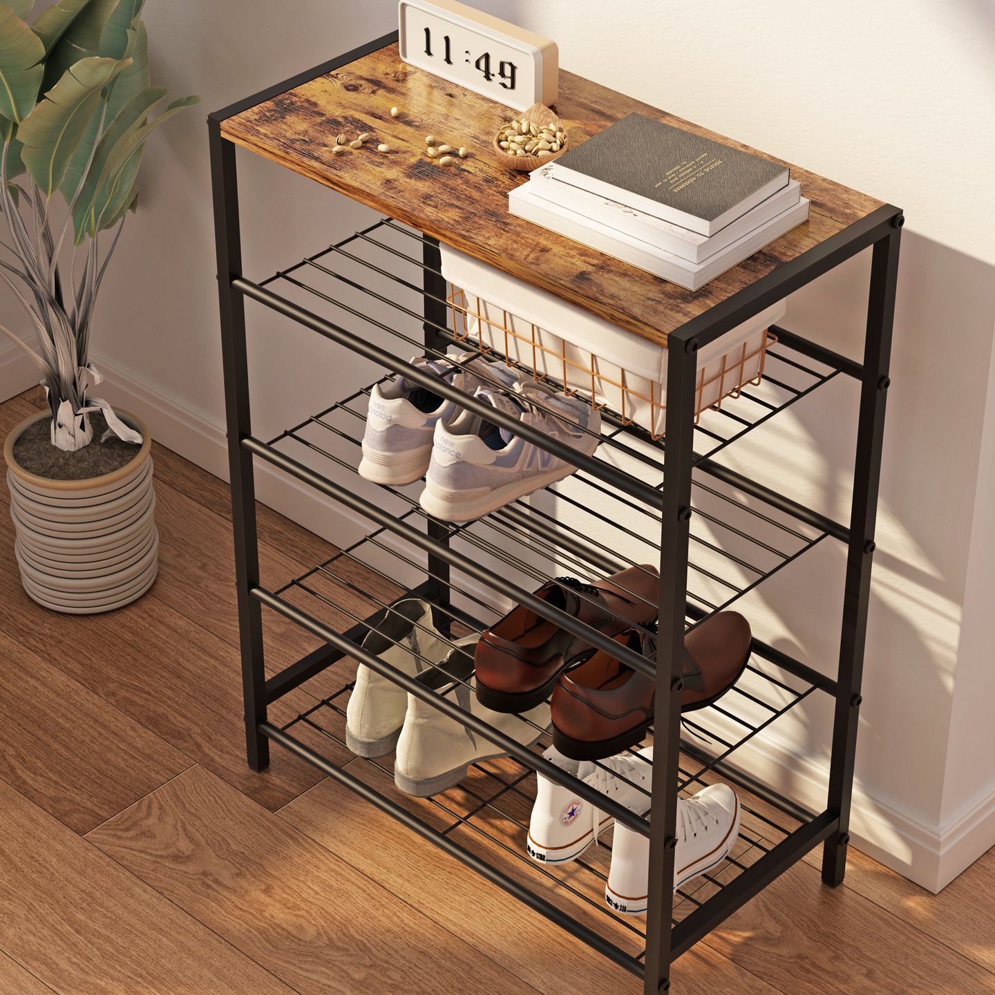家用鞋架铁艺多层板式鞋架出租屋多层室内室外收纳办公室立式鞋柜