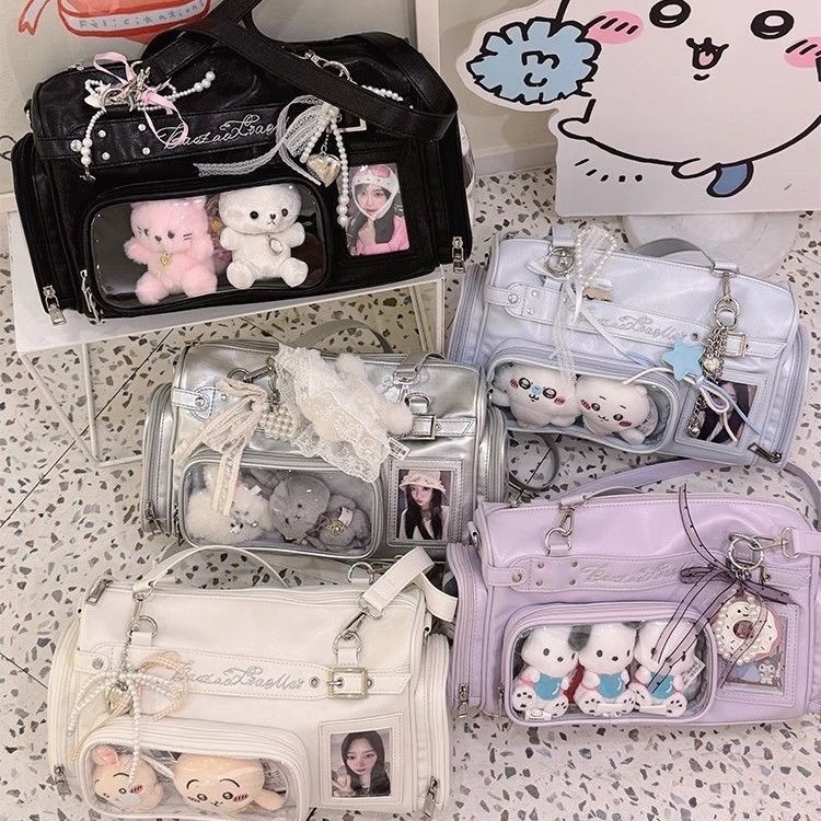 Grumpy Little Mei's Original Bag, Niche Pain Bag, Versatile Casual Satchel Shoulder Bag, Transparent Boston Xiaochuntang Grumpy Little Mei's Original Bag, Niche Pain Bag, Versatile Casual Satchel Shoulder Bag, Transparent Boston Xiaochuntang