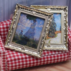 Dollhouse娃娃屋迷你仿真油画树林风景雏菊微缩家居墙面壁画模型