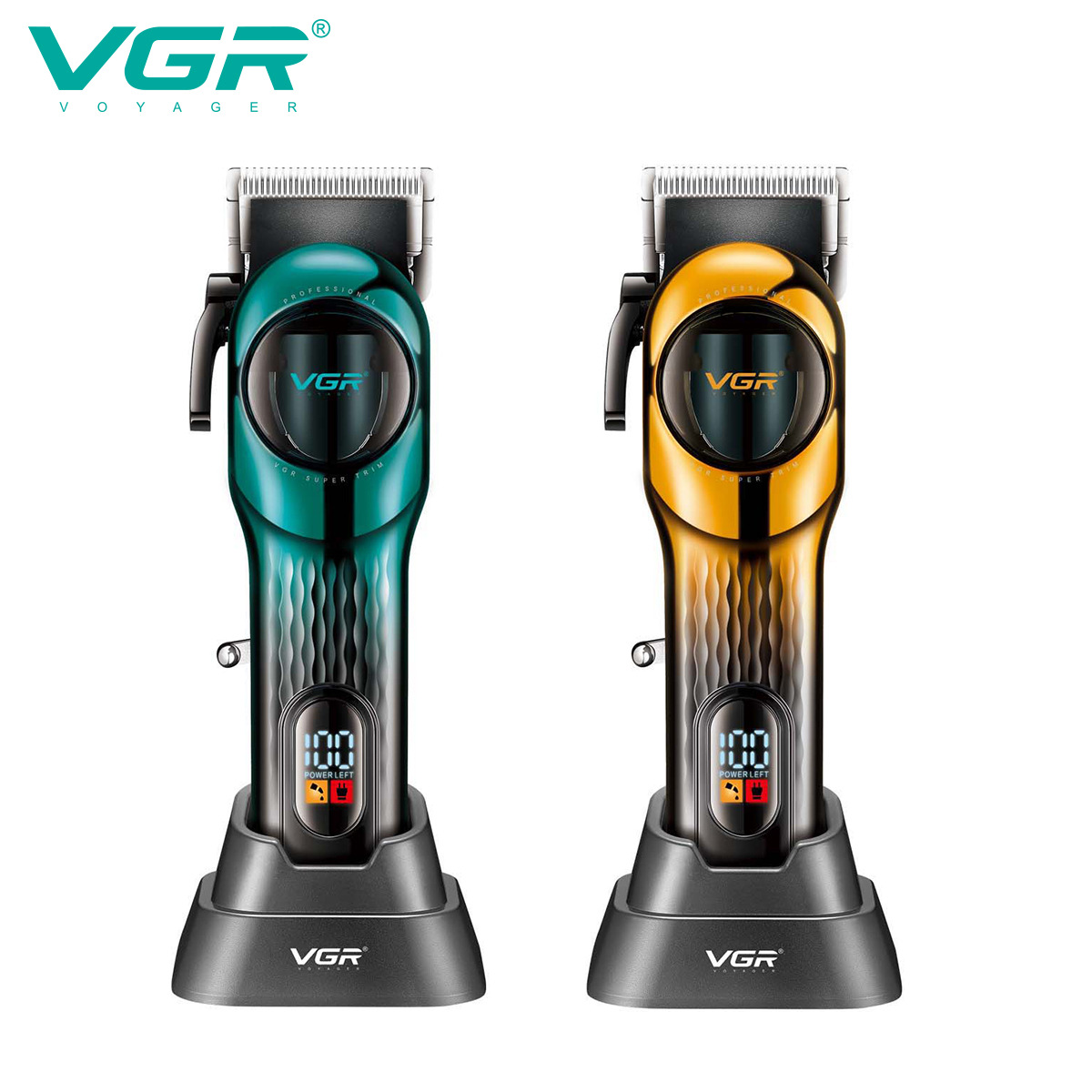 Cortapelos eléctricos transfronterizos VGR166 Pantalla LCD Cabezal de aceite profesional para hombres Cortapelos eléctricos con base Cortapelos de afeitado