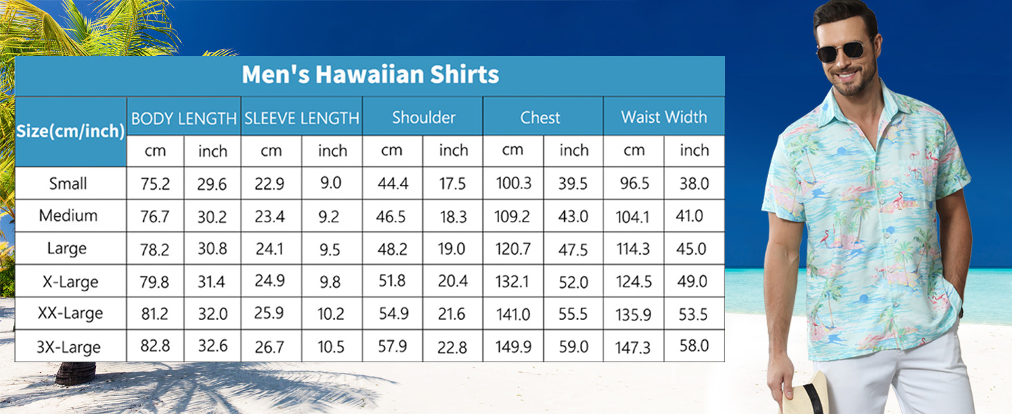 Hawaiian shirts size chart