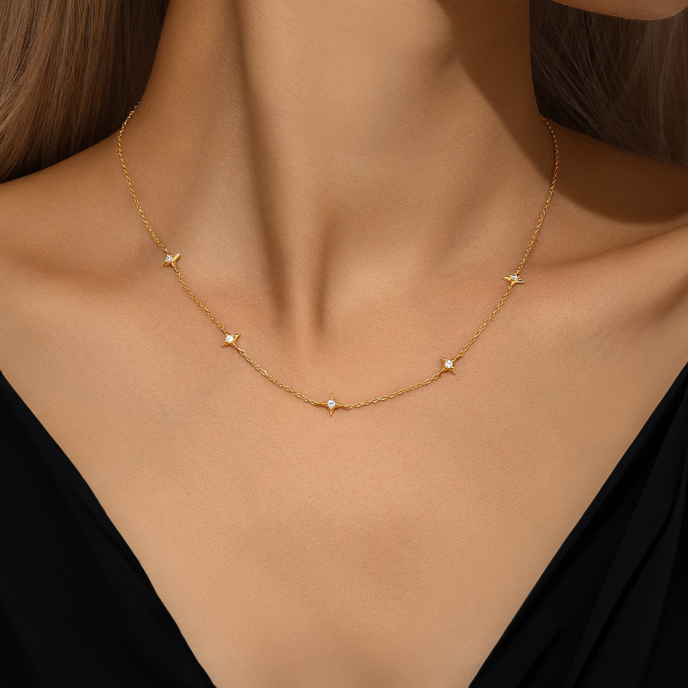 Casual, Date Occasion 1 Piece 1 Set 1 Pair 925 Sterling Silver Star Cable Chain Bracelets Earrings Necklace