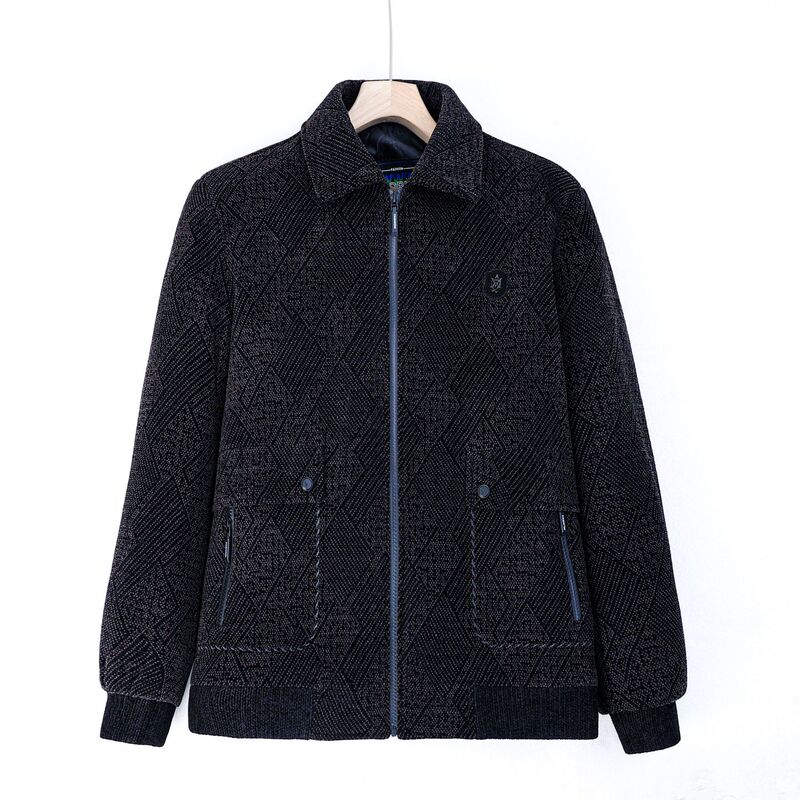 2026 New Autumn and Winter Two-Tone Chinese Knot Chenille Jacket with Thickened Lapel and Hood for Middle-Aged and Elderly, Simple Style
