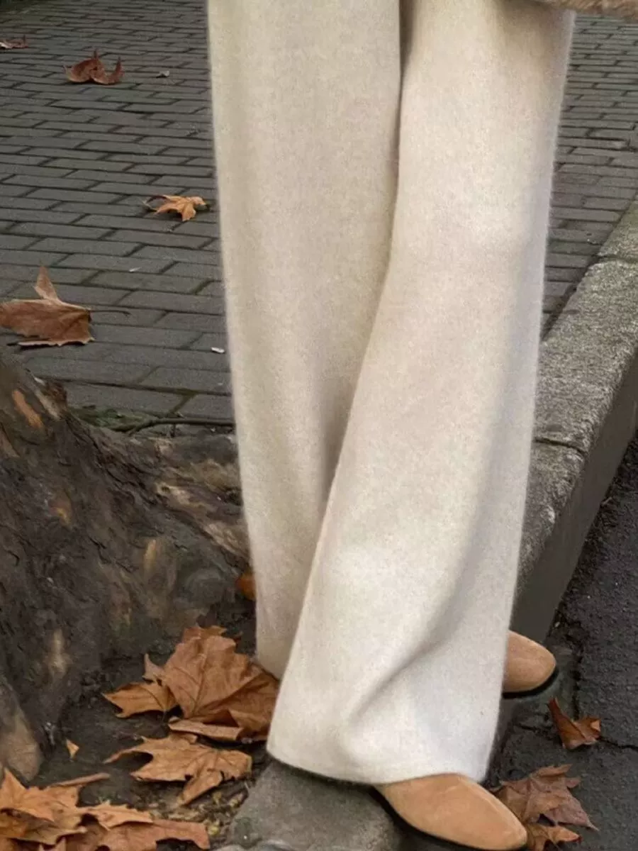 Осень и зима с высокой талией тонкие широкие брюки женские свободные и толстые повседневные брюки