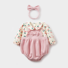 Baby clothing spring and autumn set, pants for newborns, full moon suit for little girls, princess triangle crawling suit, onesie