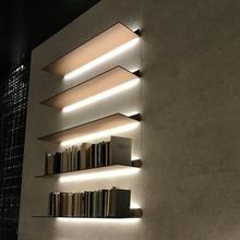 金属展架开放式层板背景墙置物架一字带灯隔板储物架发光架子