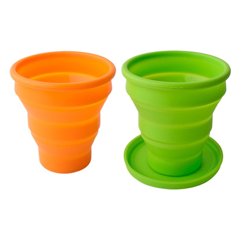 Taza de agua plegable de silicona suave con tapa retráctil mini cinturón portátil viaje Hotel taza de agua de silicona al aire libre