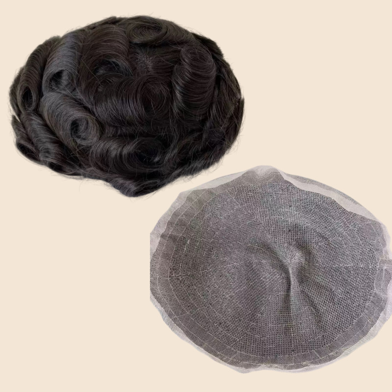 Water wave lace mesh base, breathable, skin-friendly, lightweight, snug fit, realistic invisible simulated scalp, natural black men's hairpiece Water wave lace mesh base, breathable, skin-friendly, lightweight, snug fit, realistic invisible simulated scalp, natural black men's hairpiece